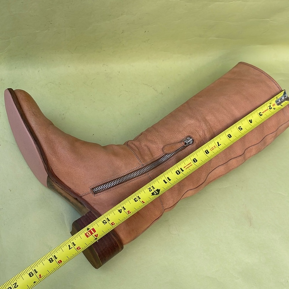 Orange/cream Prada pebbled all leather pull up riding boots - Picture 16 of 16